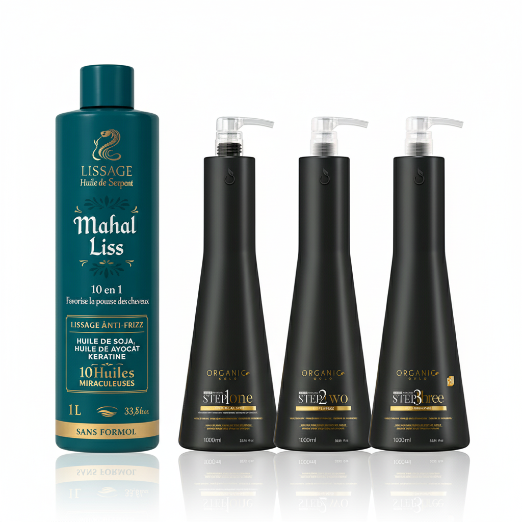 Kit Fusion Lissant – Organic Gold & Step 2 Huile de Serpent – 2000 ml – Mahal Liss® x Organic Gold