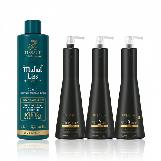 Kit Fusion Lissant – Organic Gold & Step 2 Huile de Serpent – 2000 ml – Mahal Liss® x Organic Gold