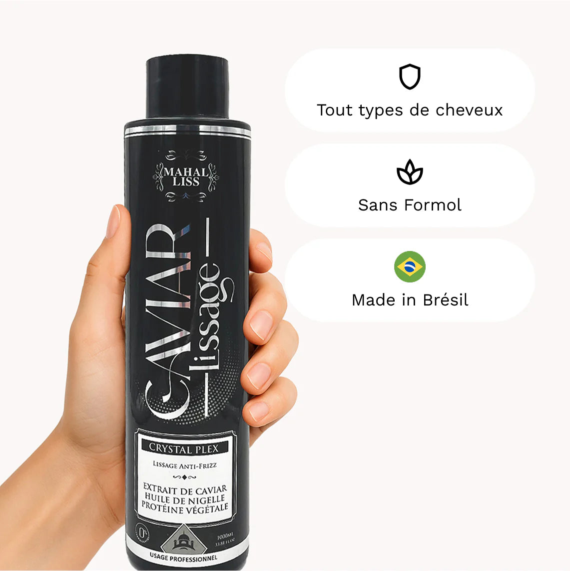 Lissage au Caviar – Extrait de Caviar & Huile de Nigelle – 500 ml – Mahal Liss®